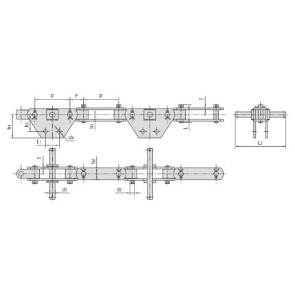 double articulated conveyor chain