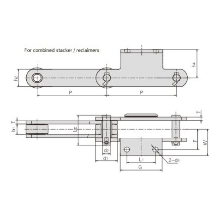 stacker reclaimer chain conveyor with attachments