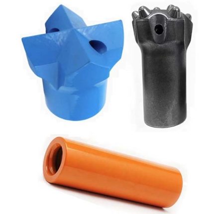 R35 button cross bit and coupling sleeve